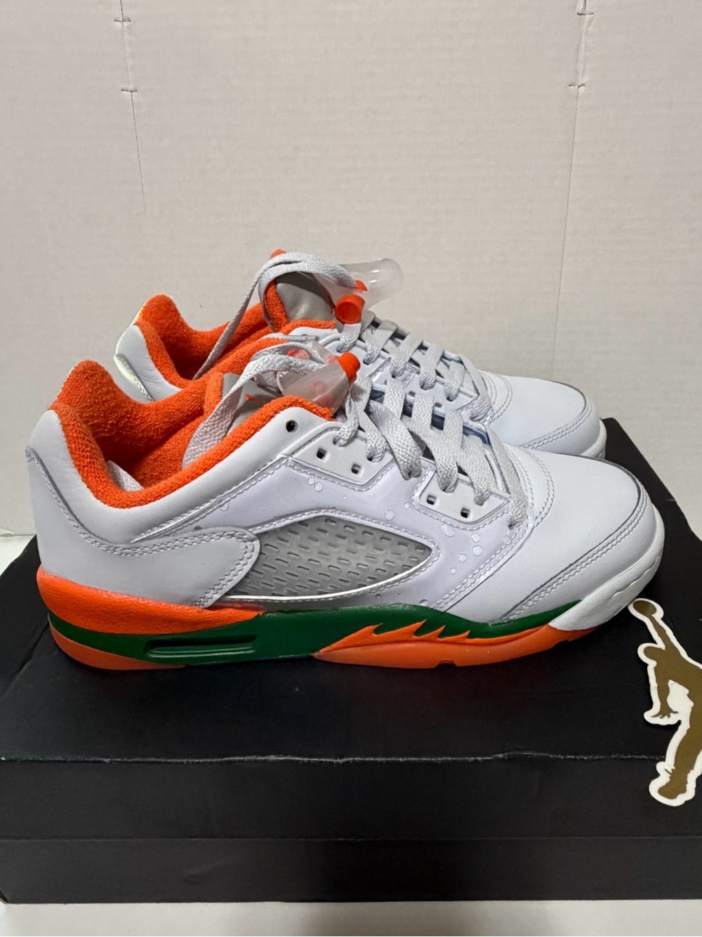 Nike Air Jordan 5 Retro Low GS White Orange Green Boys 5.5Y - Picture 5 of 6